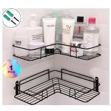 Bathroom Kitchen Punch Corner Frame Shower Shelf Wrought Iron Shampoo Storage Rack