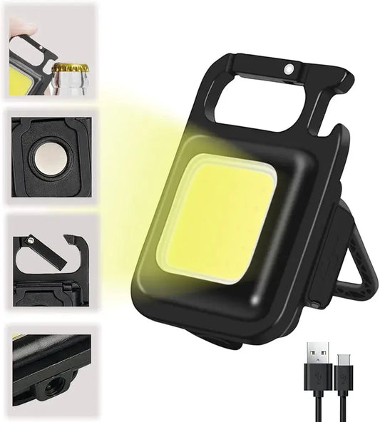 Pocket Flashlight Mini Keychains Work Light New Portable USB LED Rechargeable Outdoor Camping Corkscrew