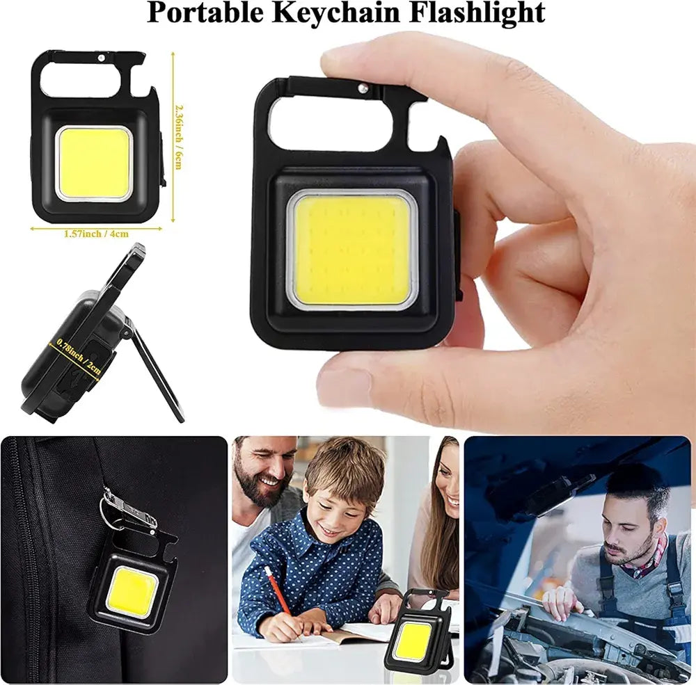 Pocket Flashlight Mini Keychains Work Light New Portable USB LED Rechargeable Outdoor Camping Corkscrew