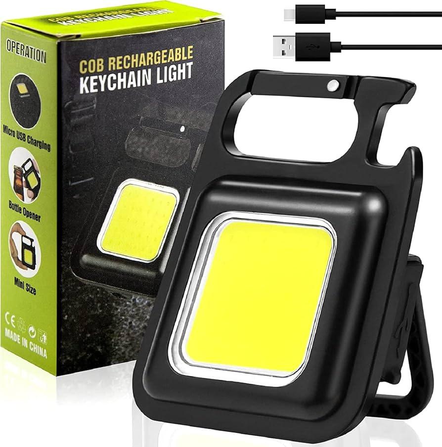 Pocket Flashlight Mini Keychains Work Light New Portable USB LED Rechargeable Outdoor Camping Corkscrew